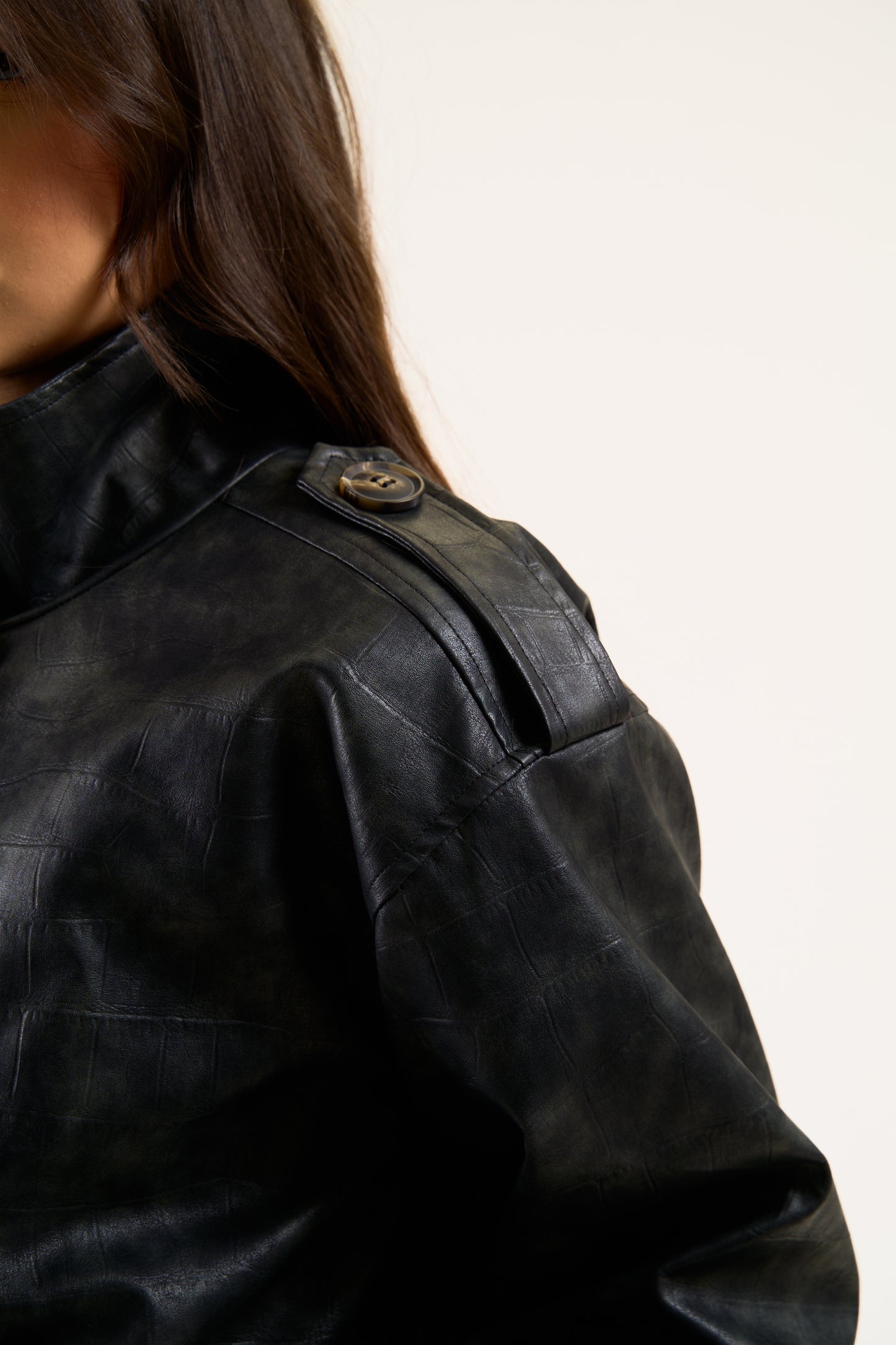 Croc leather jacket in Black