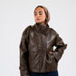 Croc leather jacket in brown