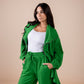 The asymmetrical set in green