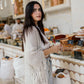 Fringe knit cardigan in off-white