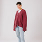 Aura knit top in maroon.