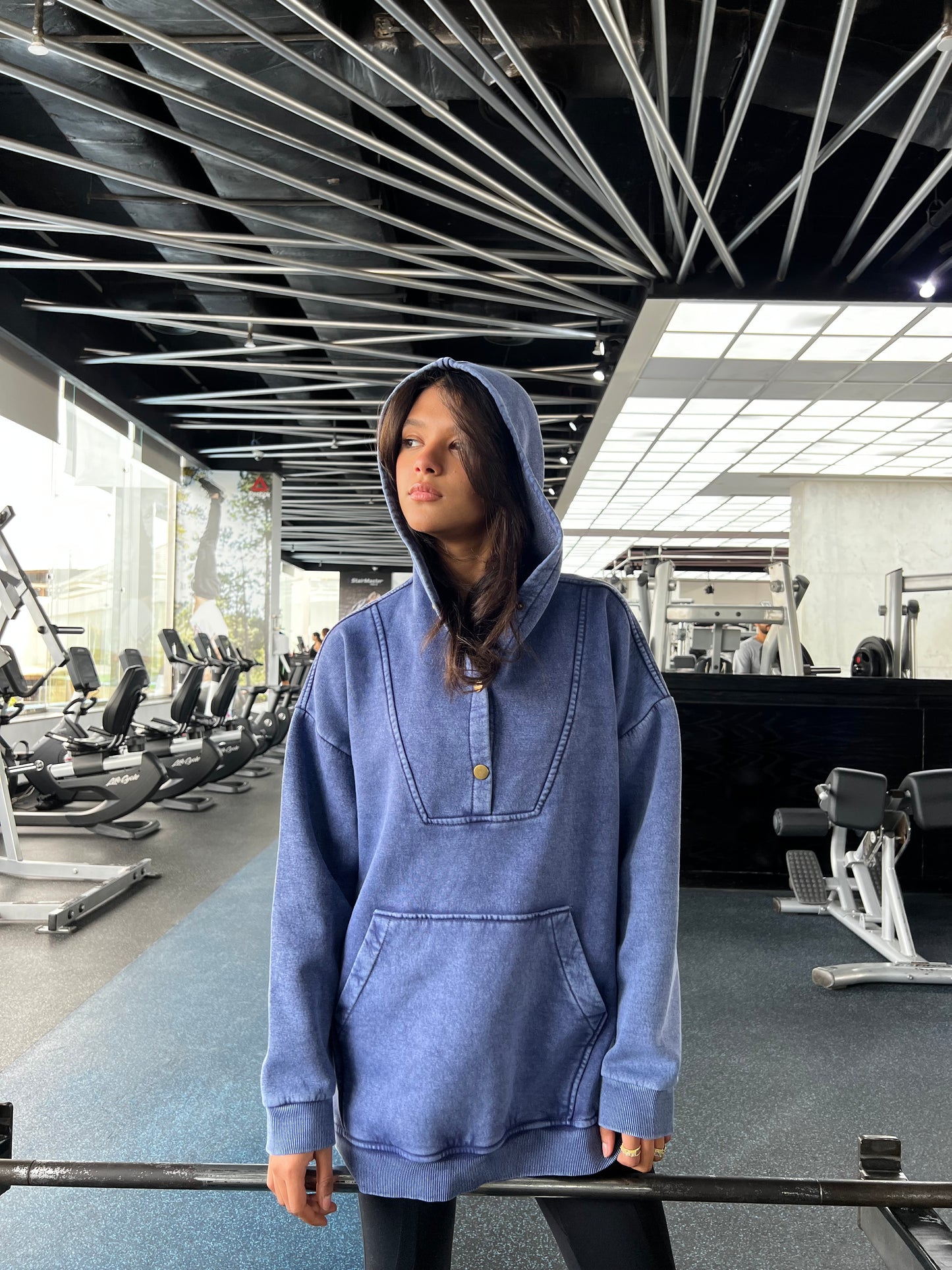 Washed hoodie in blue