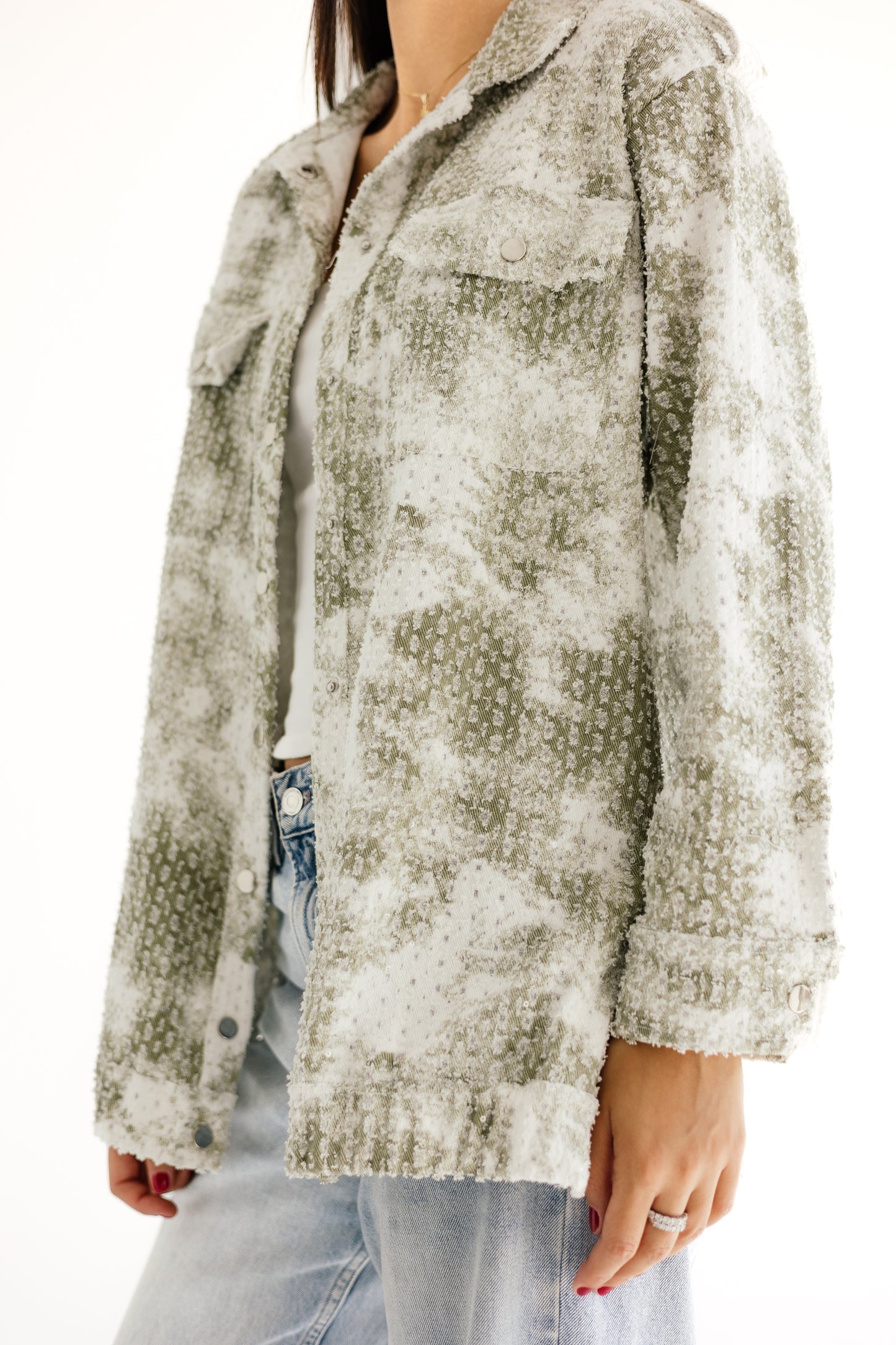 Crystal denim jacket in mint
