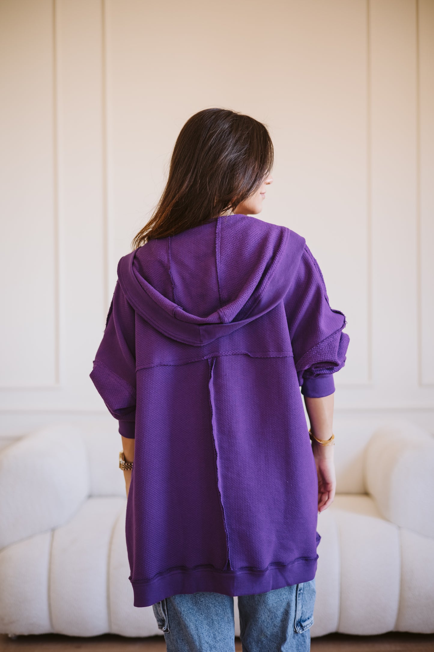 Bold melton jacket in purple