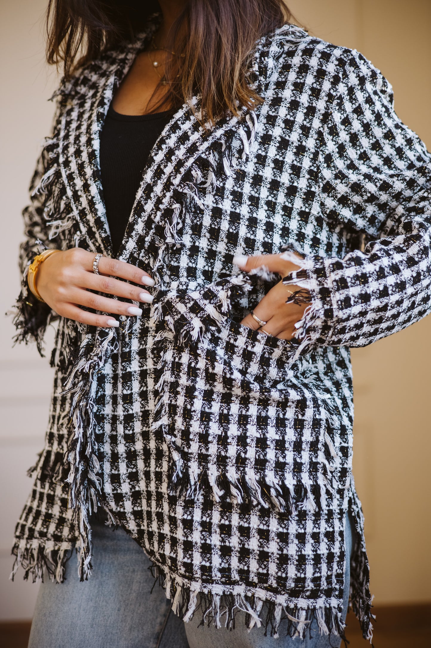 Tweed jacket in Black x White