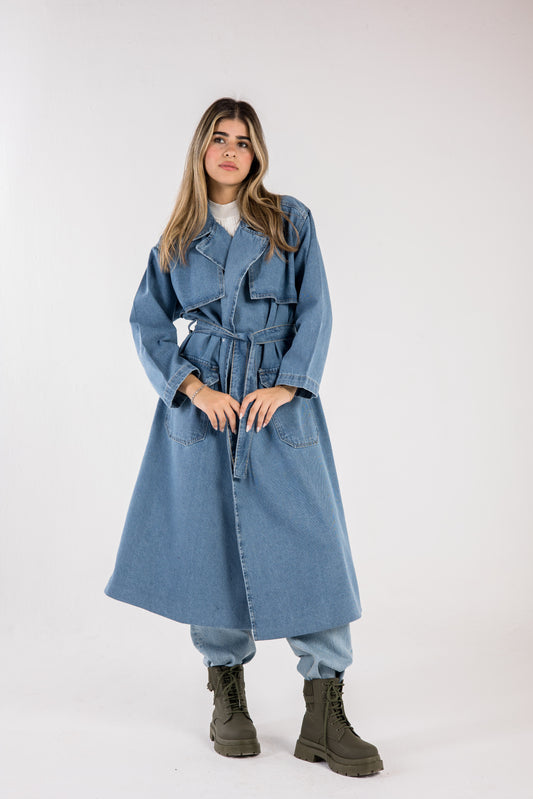 Long denim coat