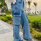 Cargo denim pants