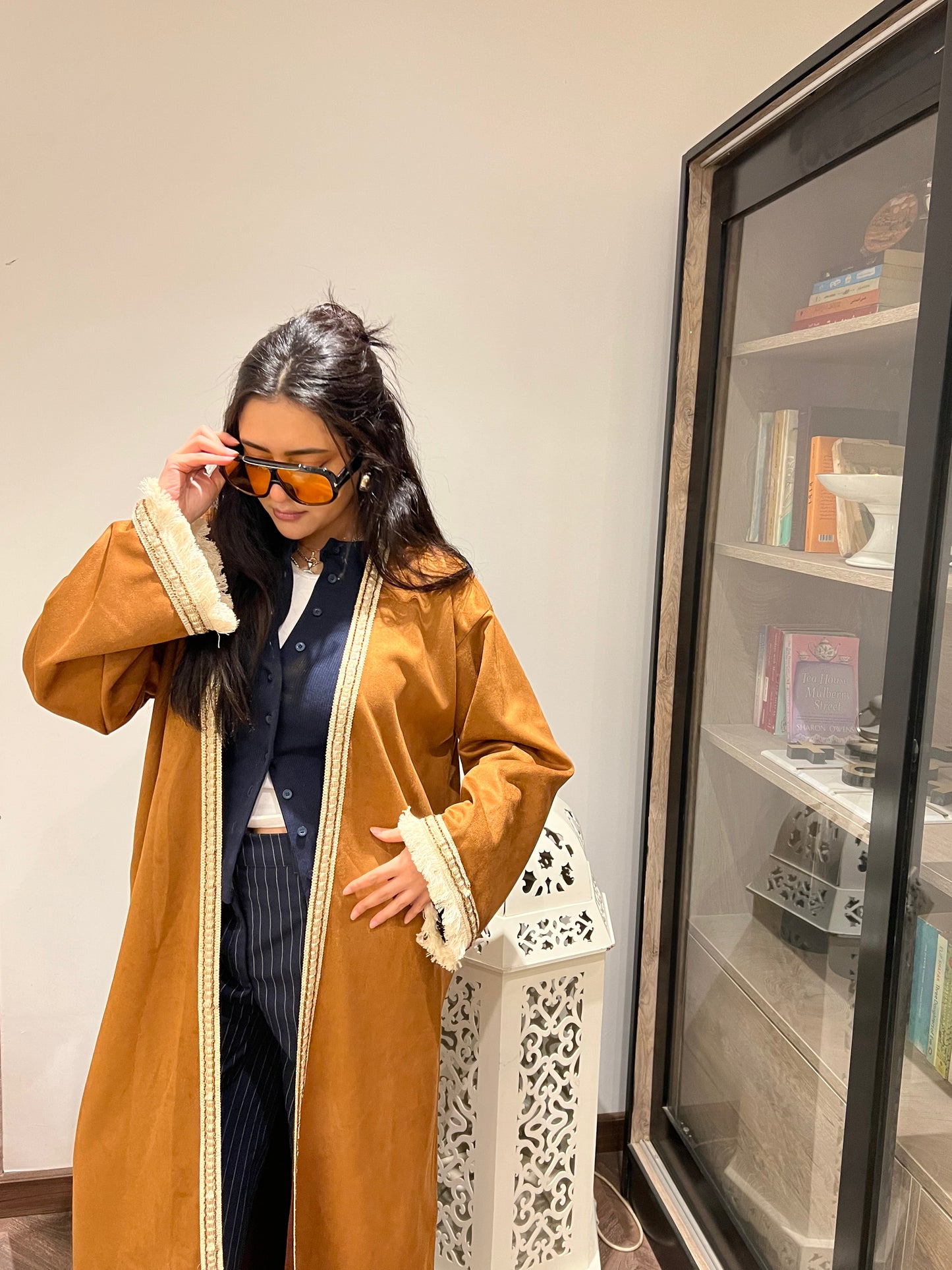 Seuede kaftan in camel