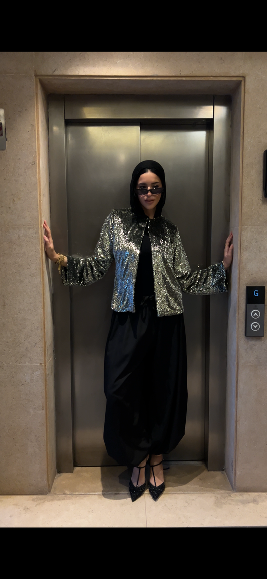 Sequin Spark Blazer In Olive