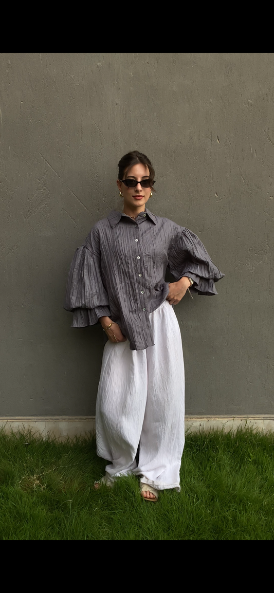 Shimmery ripple shirt in Grey