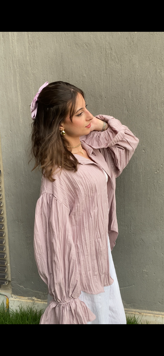 Shimmery ripple shirt in Pink
