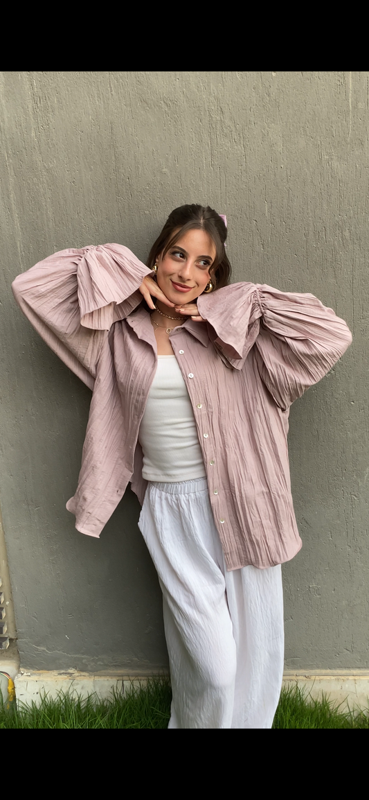 Shimmery ripple shirt in Pink