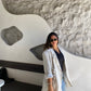 Side Lace up Blazer in Off-white