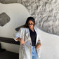 Side Lace up Blazer in Off-white