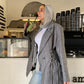 Side Lace up Blazer in grey