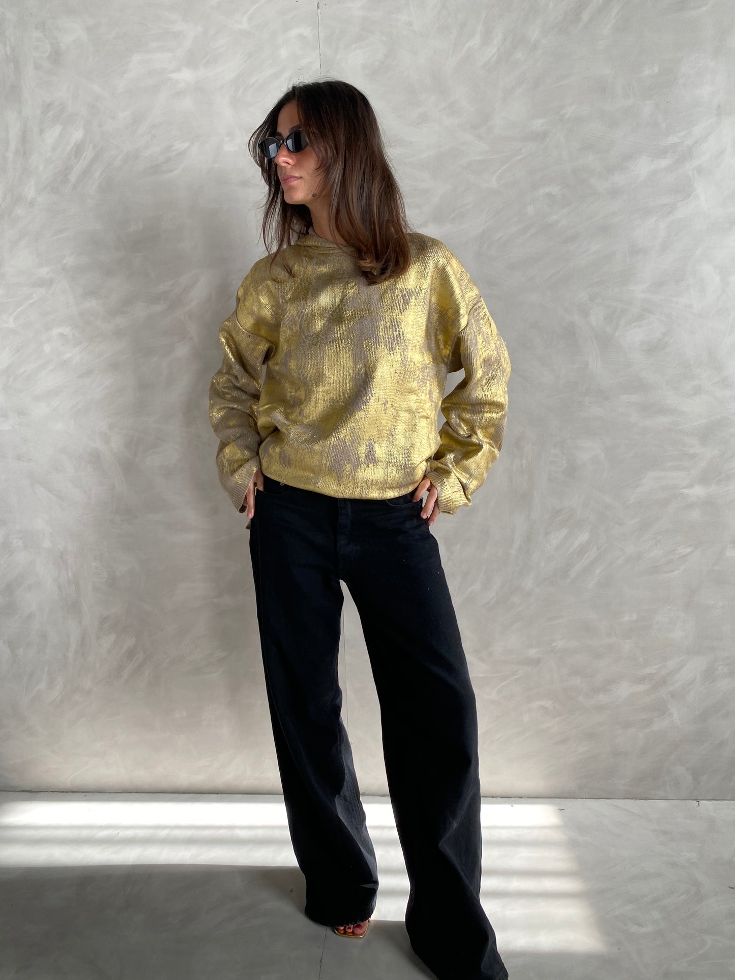 Metalic knit in cafe