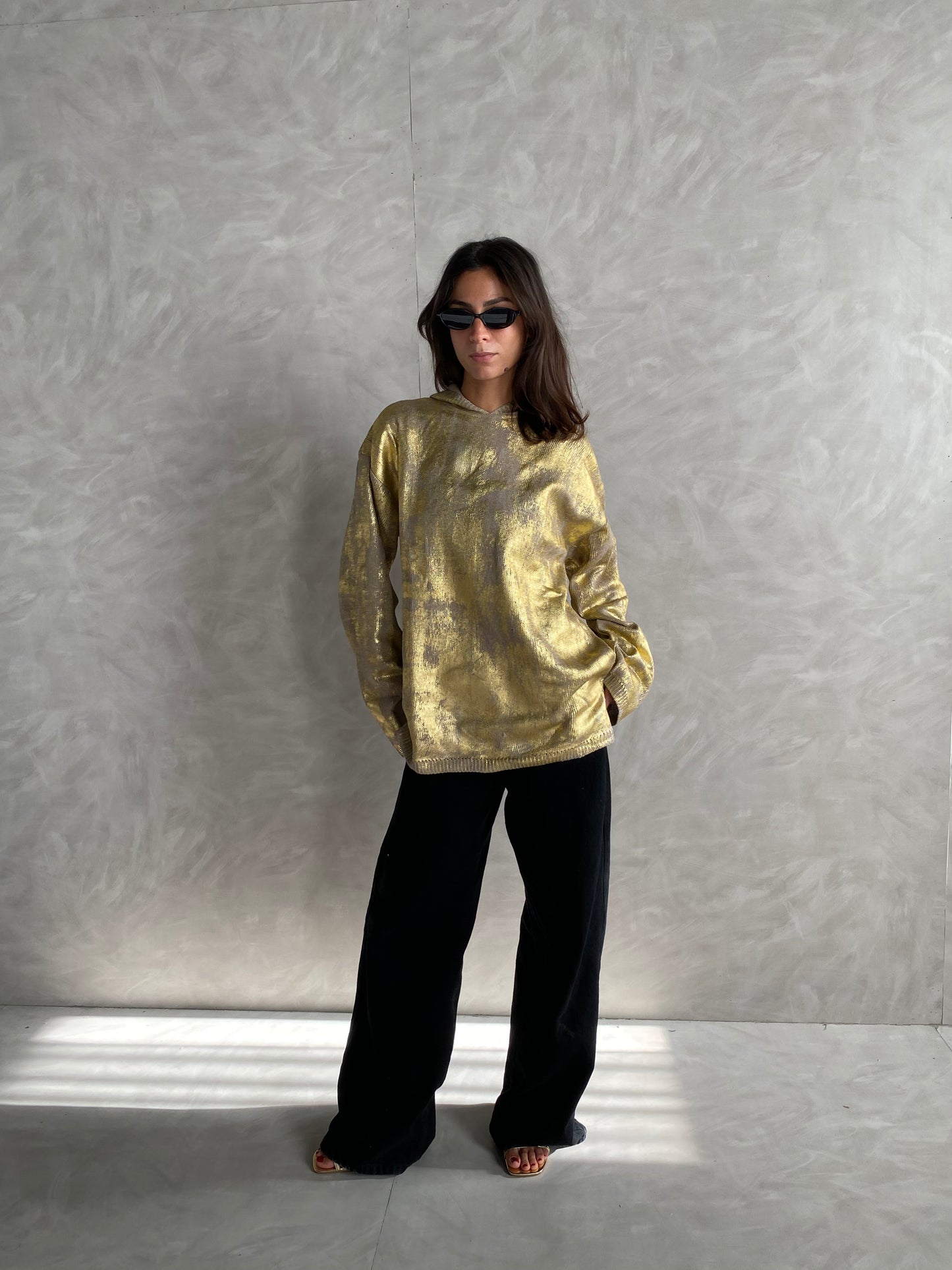 Metalic knit in cafe