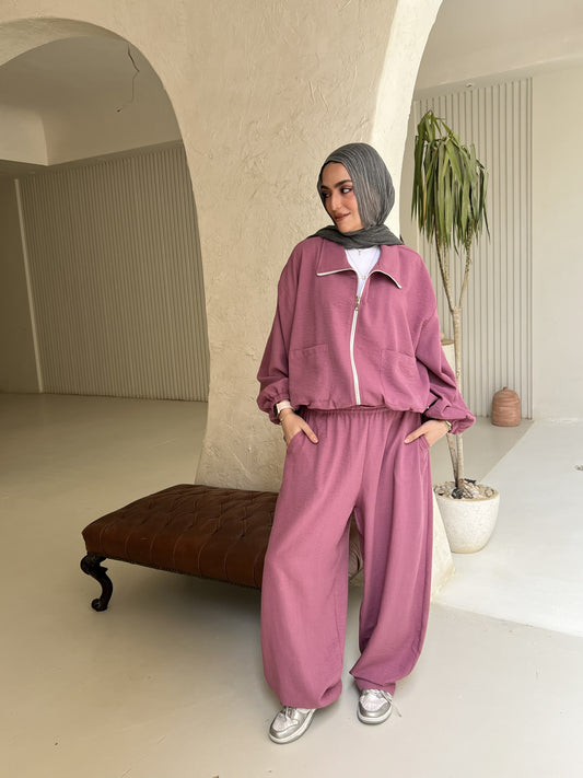 Zip up set in Mauve