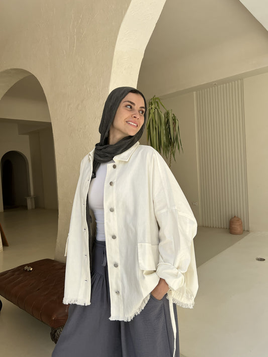 Gabardine jacket in white (pre order)