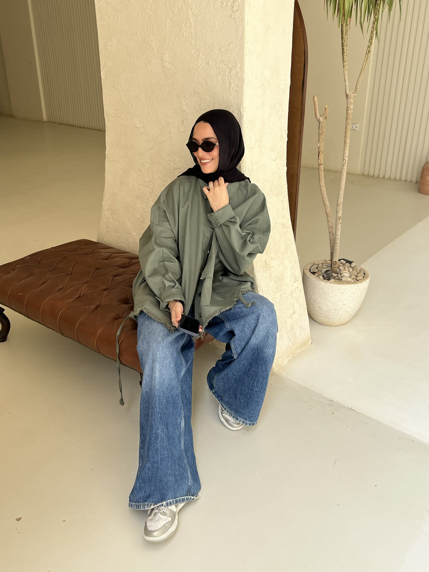 Gabardine jacket in Olive (pre order)