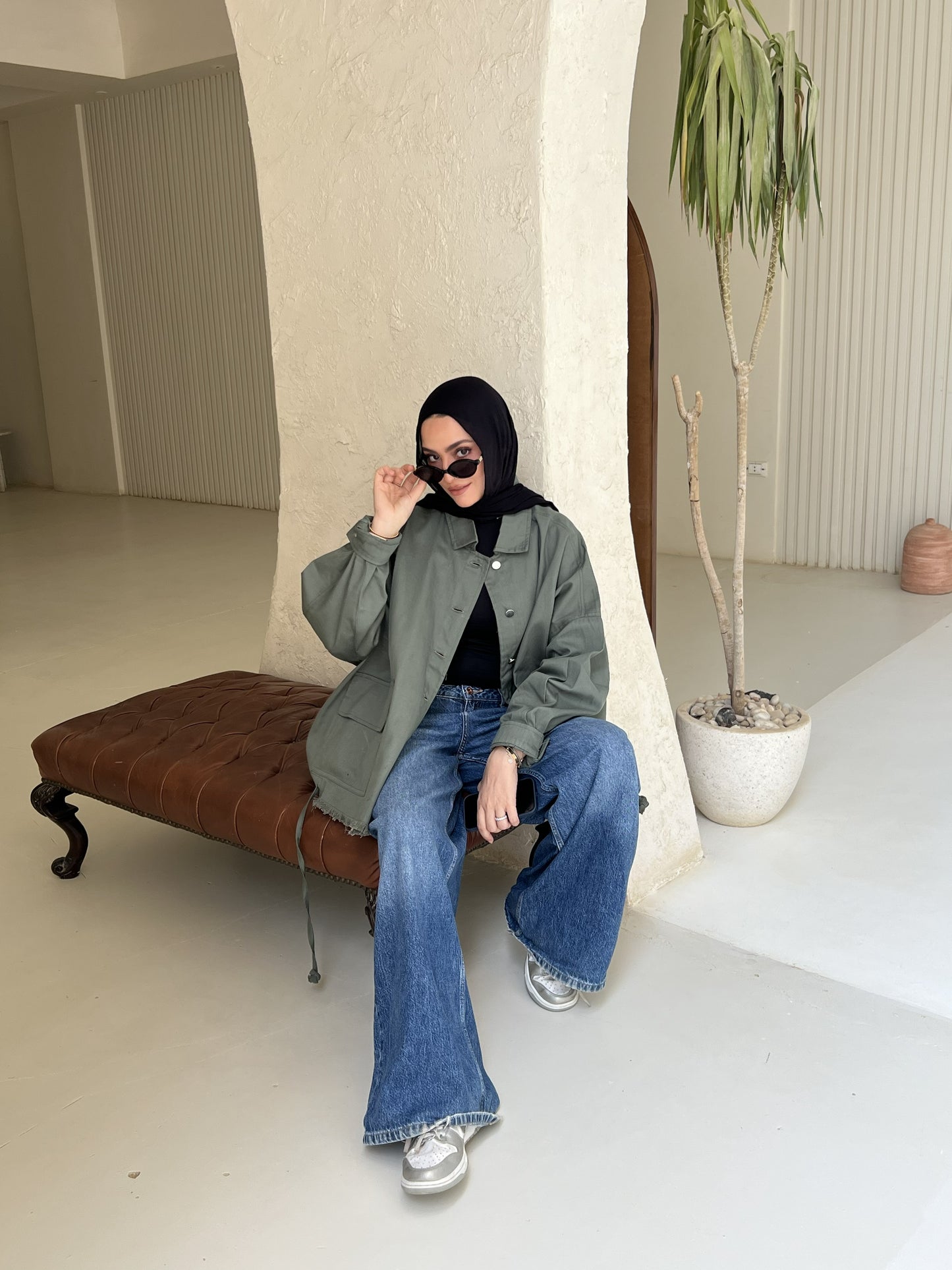 Gabardine jacket in Olive (pre order)