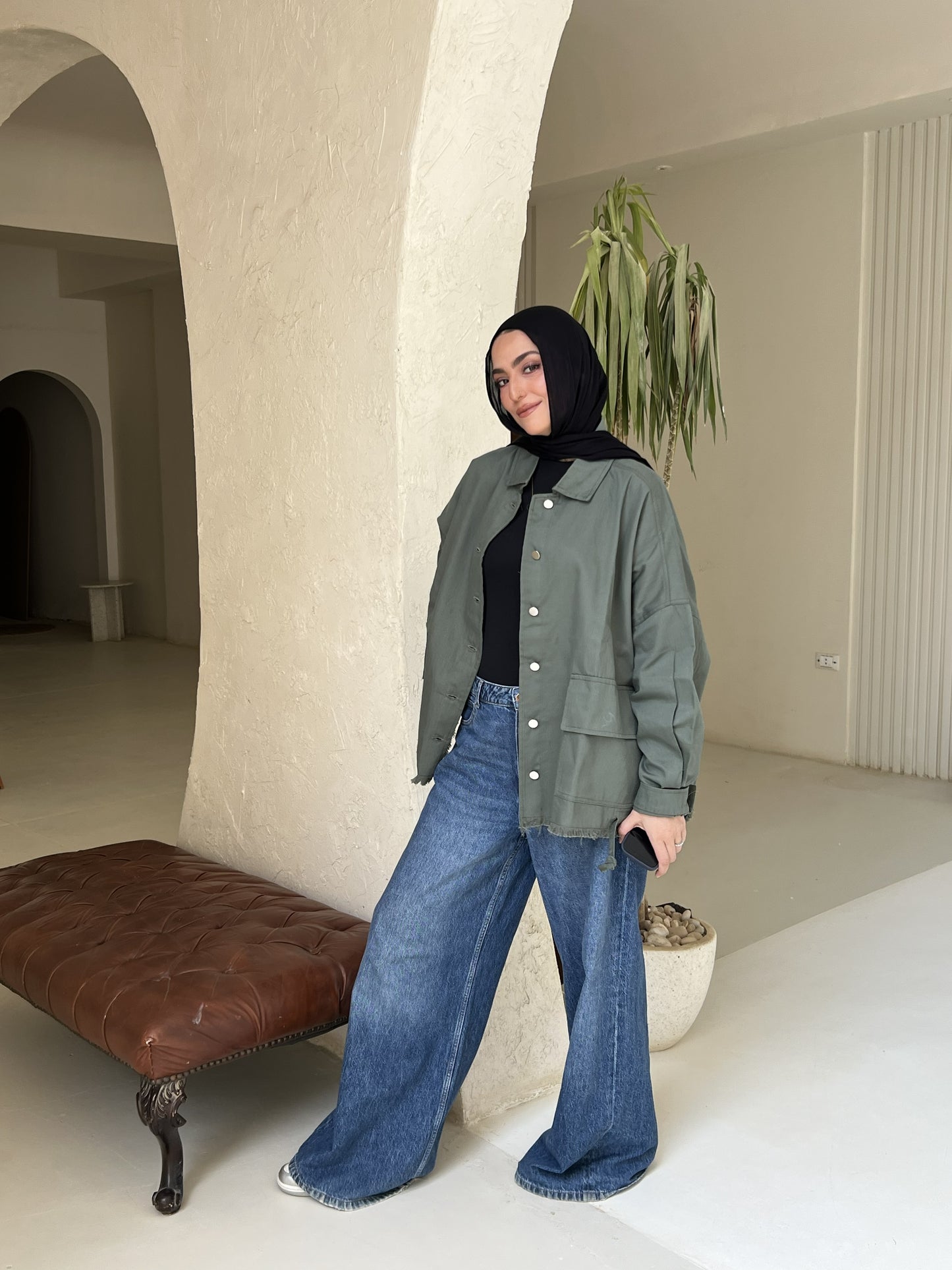 Gabardine jacket in Olive (pre order)