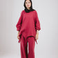 Asymmetrical crinky set in Burgundy