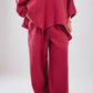 Asymmetrical crinky set in Burgundy