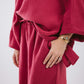 Asymmetrical crinky set in Burgundy