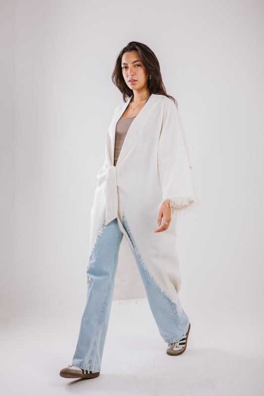 Fringes Cardigan in white