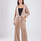Wrap satin Set in Camel