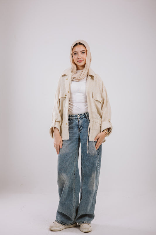 Sparkly linen jacket in Beige
