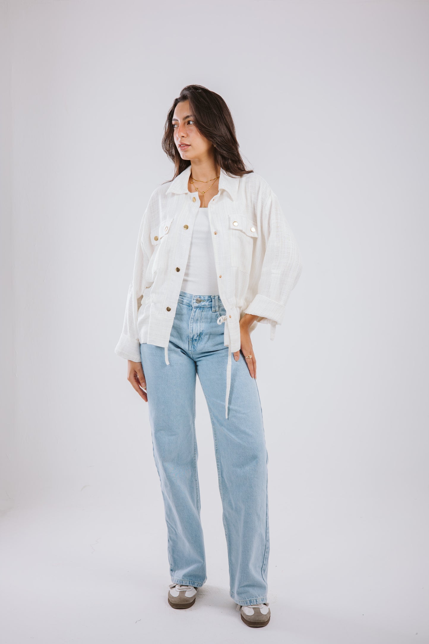 Sparkly linen jacket in White
