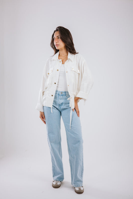 Sparkly linen jacket in White
