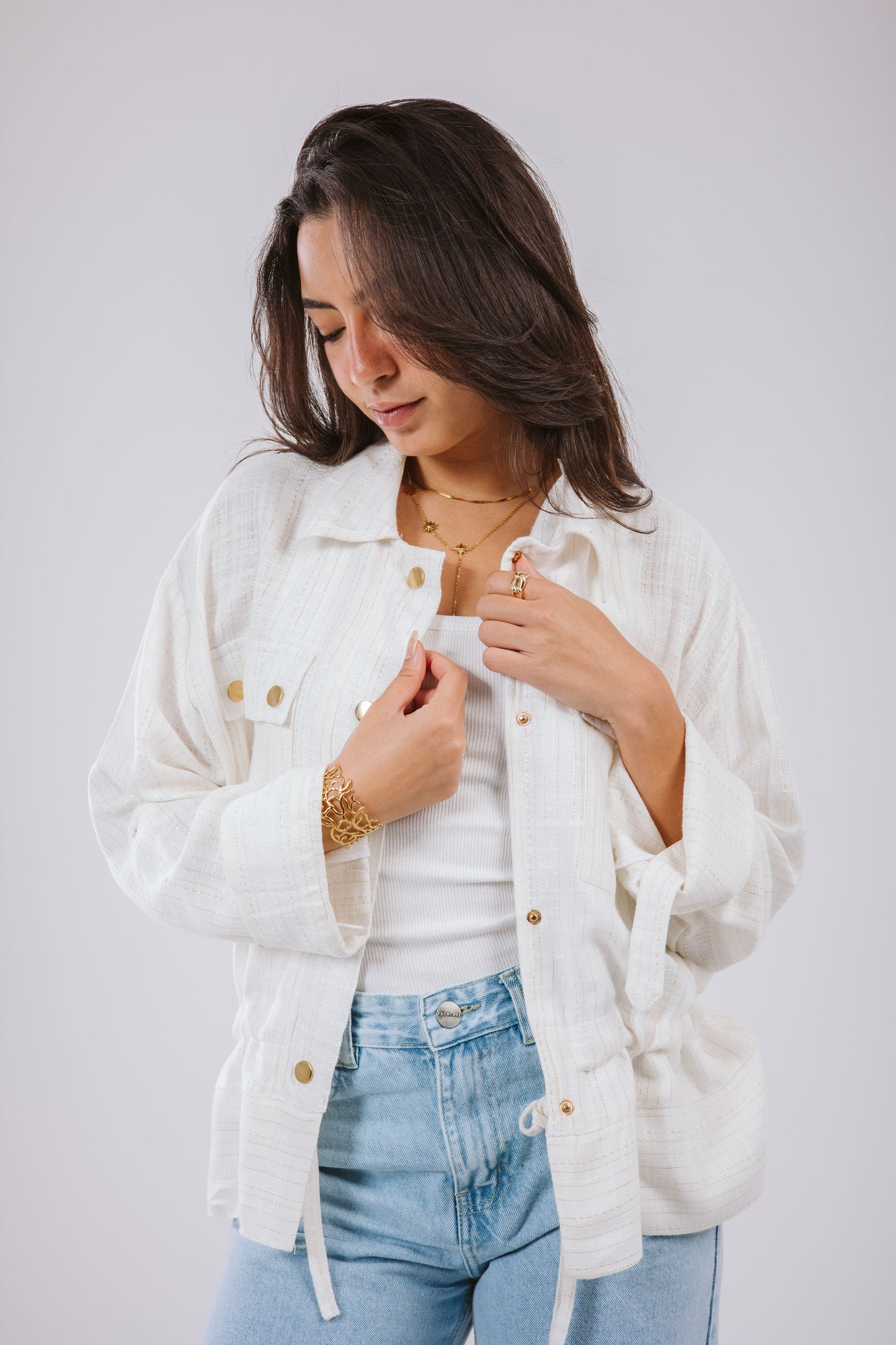 Sparkly linen jacket in White