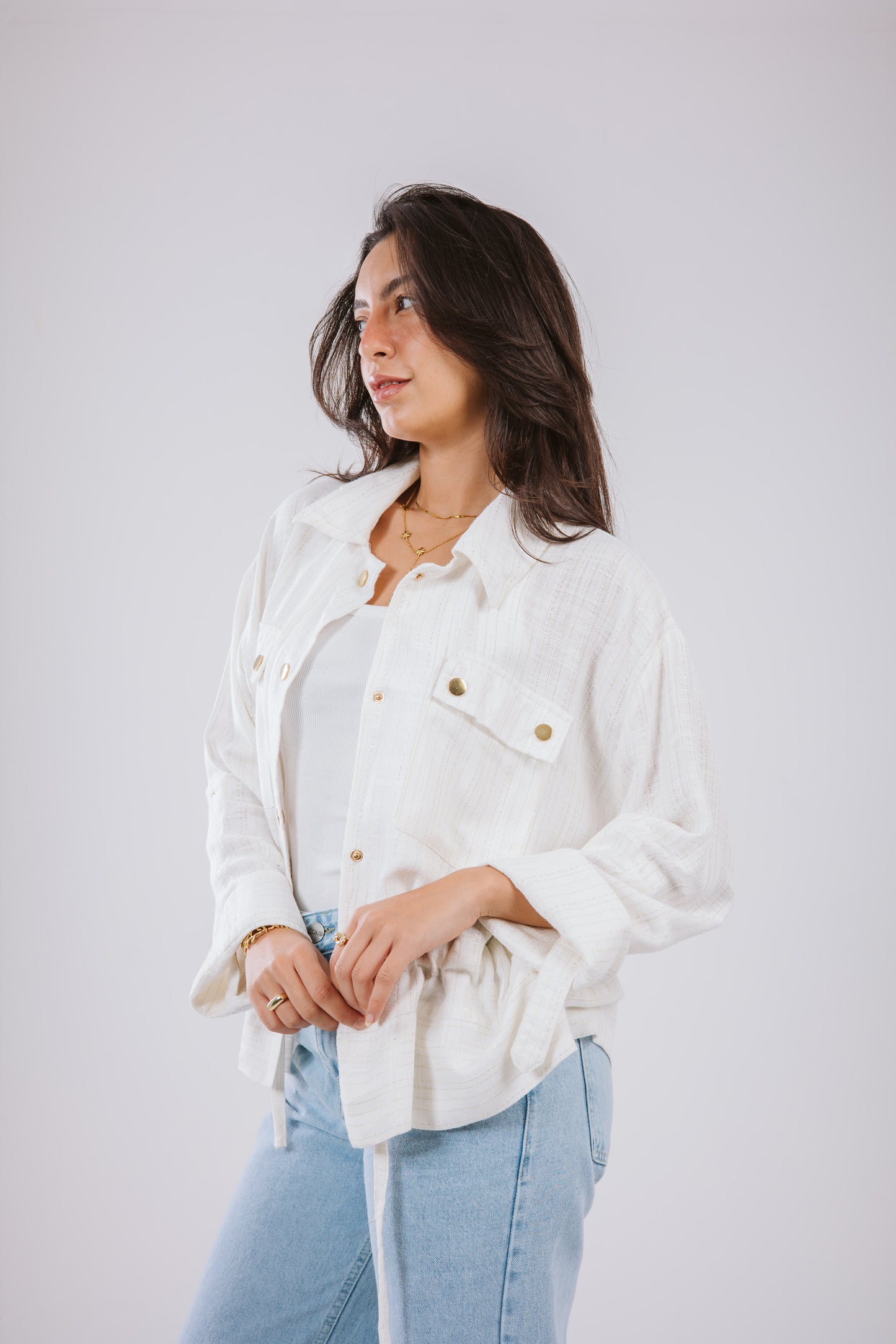 Sparkly linen jacket in White