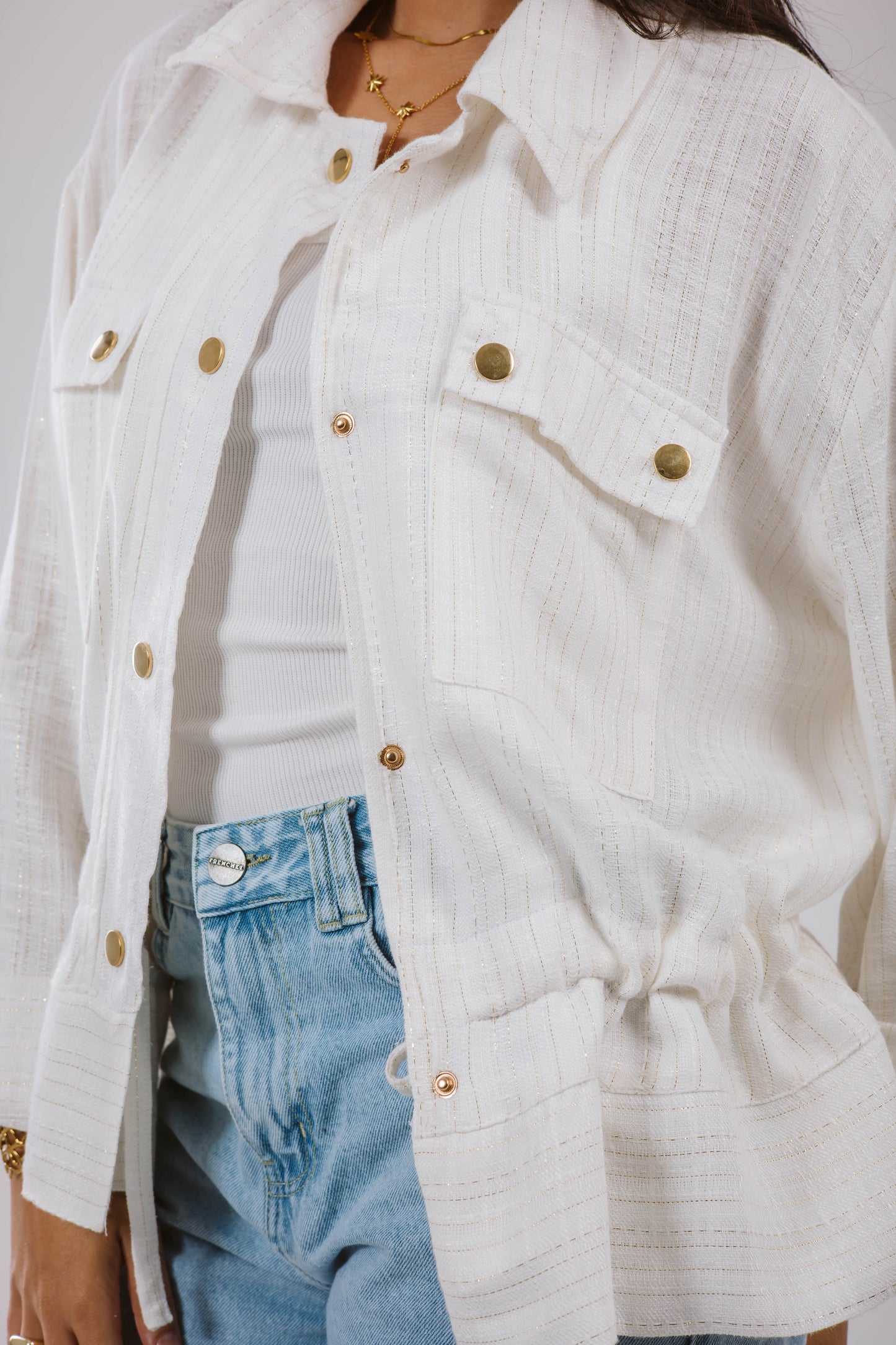 Sparkly linen jacket in White