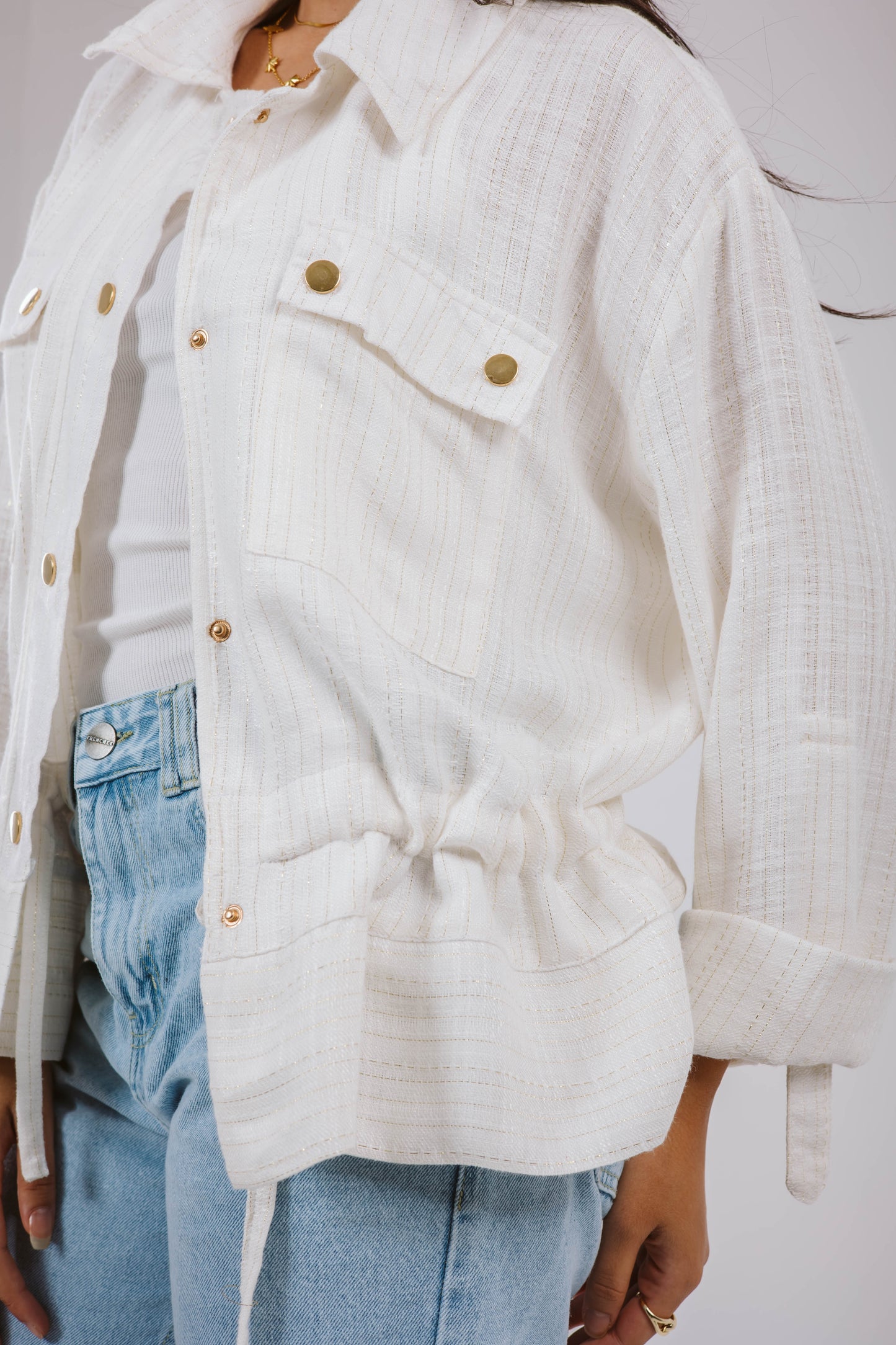Sparkly linen jacket in White
