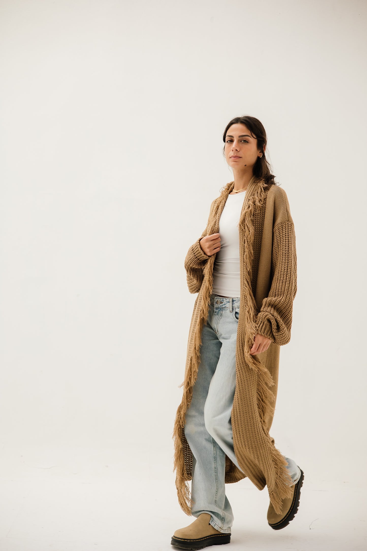 Free Spirit Fringe Cardigan in Mocha