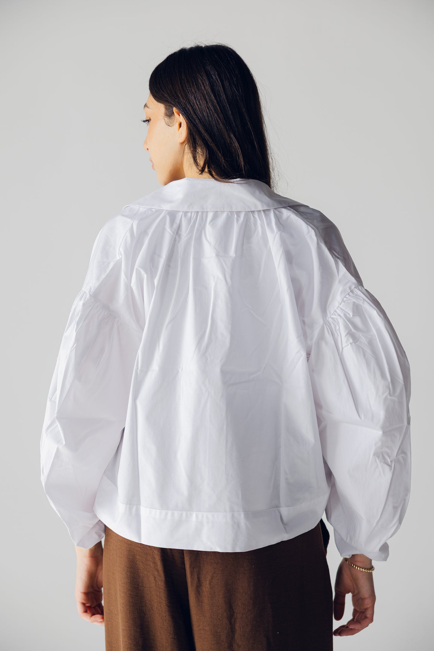White cropped popplin chemise