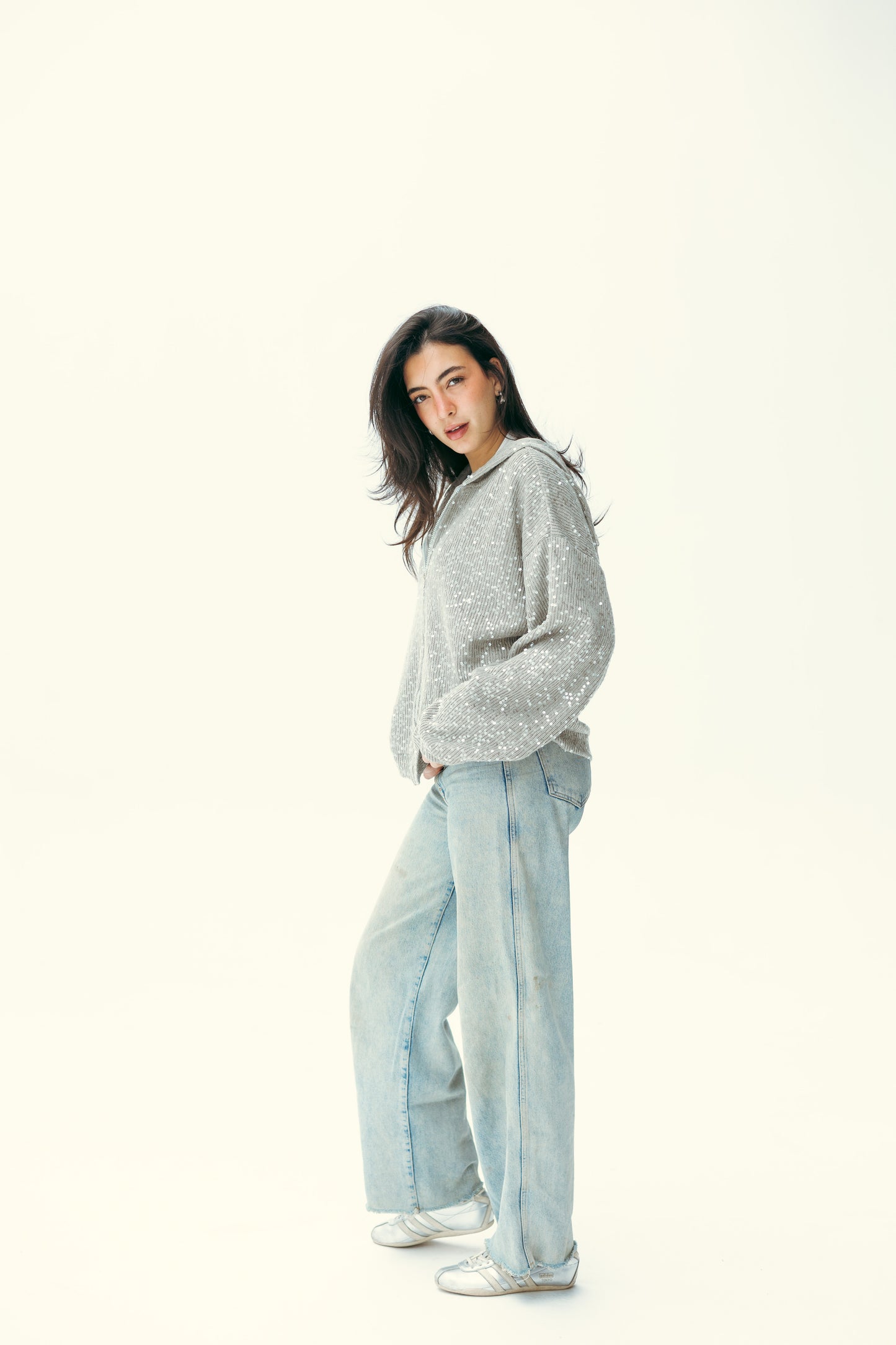 Sequin Statement Jacket in grey