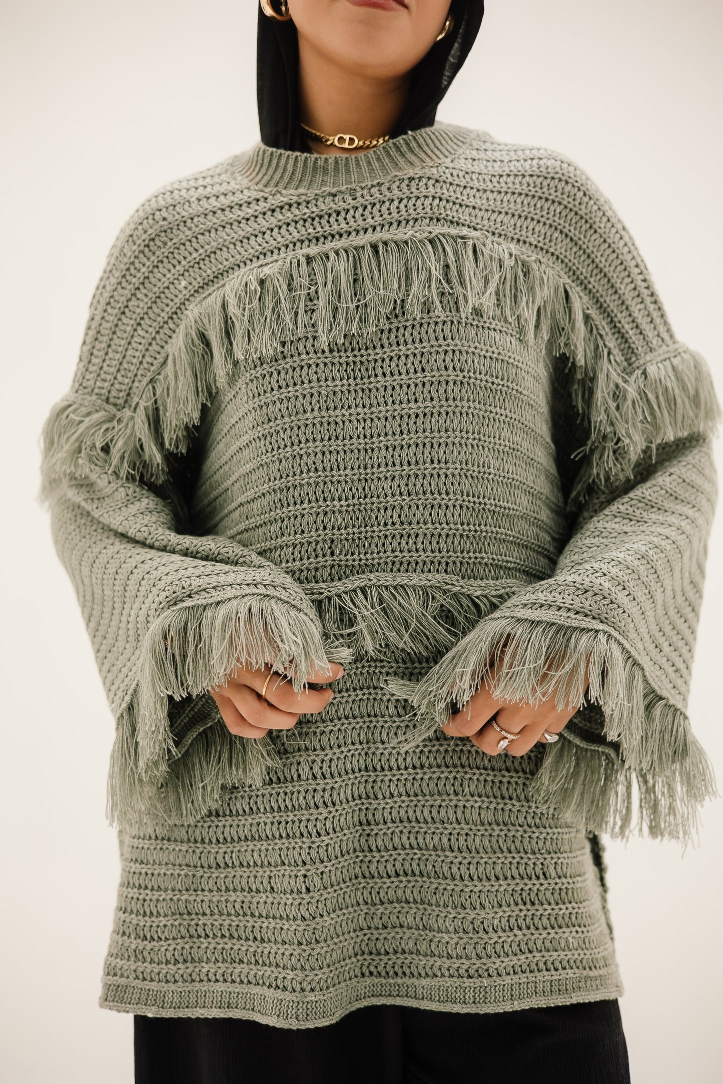 Layered Fringe Knit in Mint