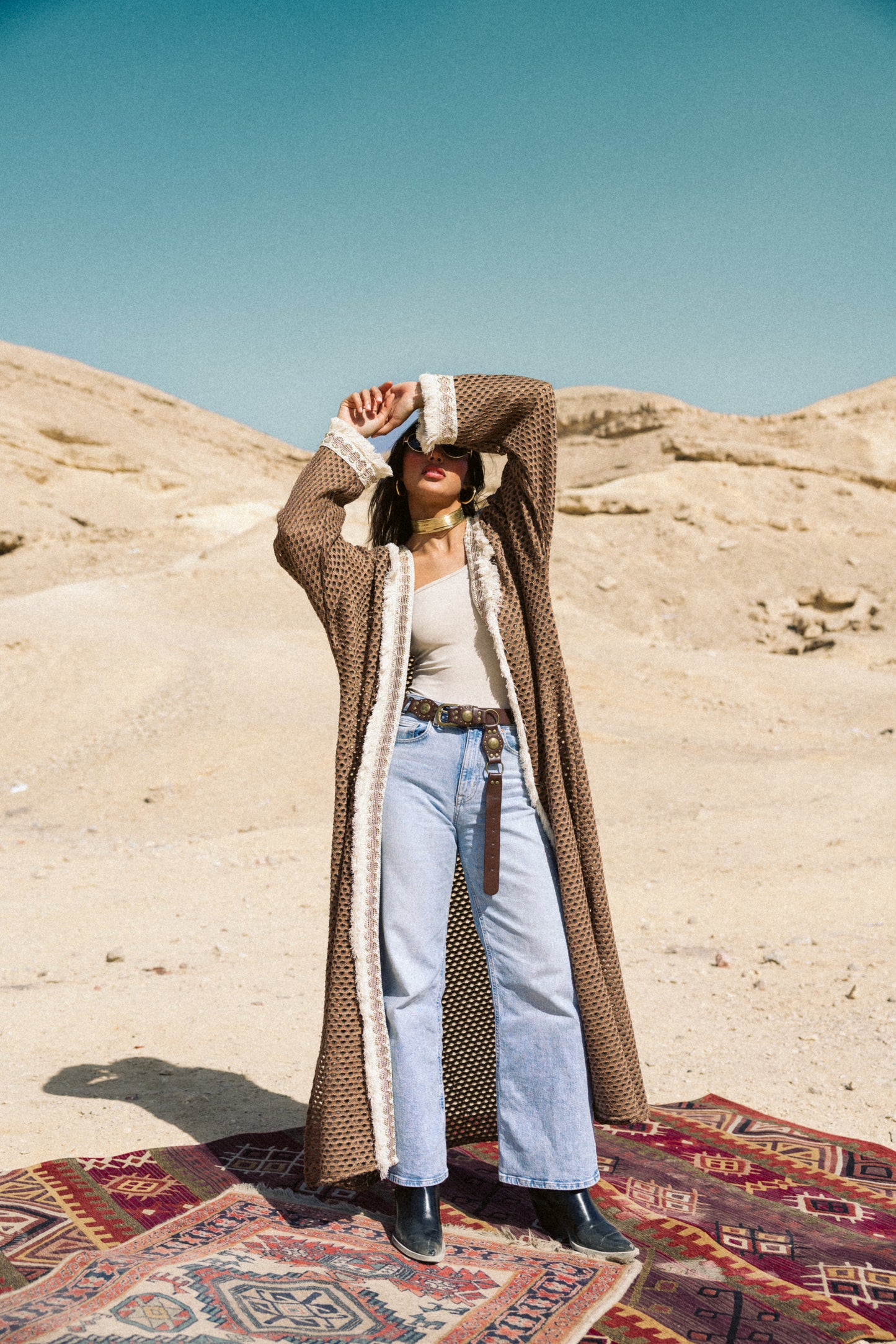 Honey Comb Kaftan in Cafe