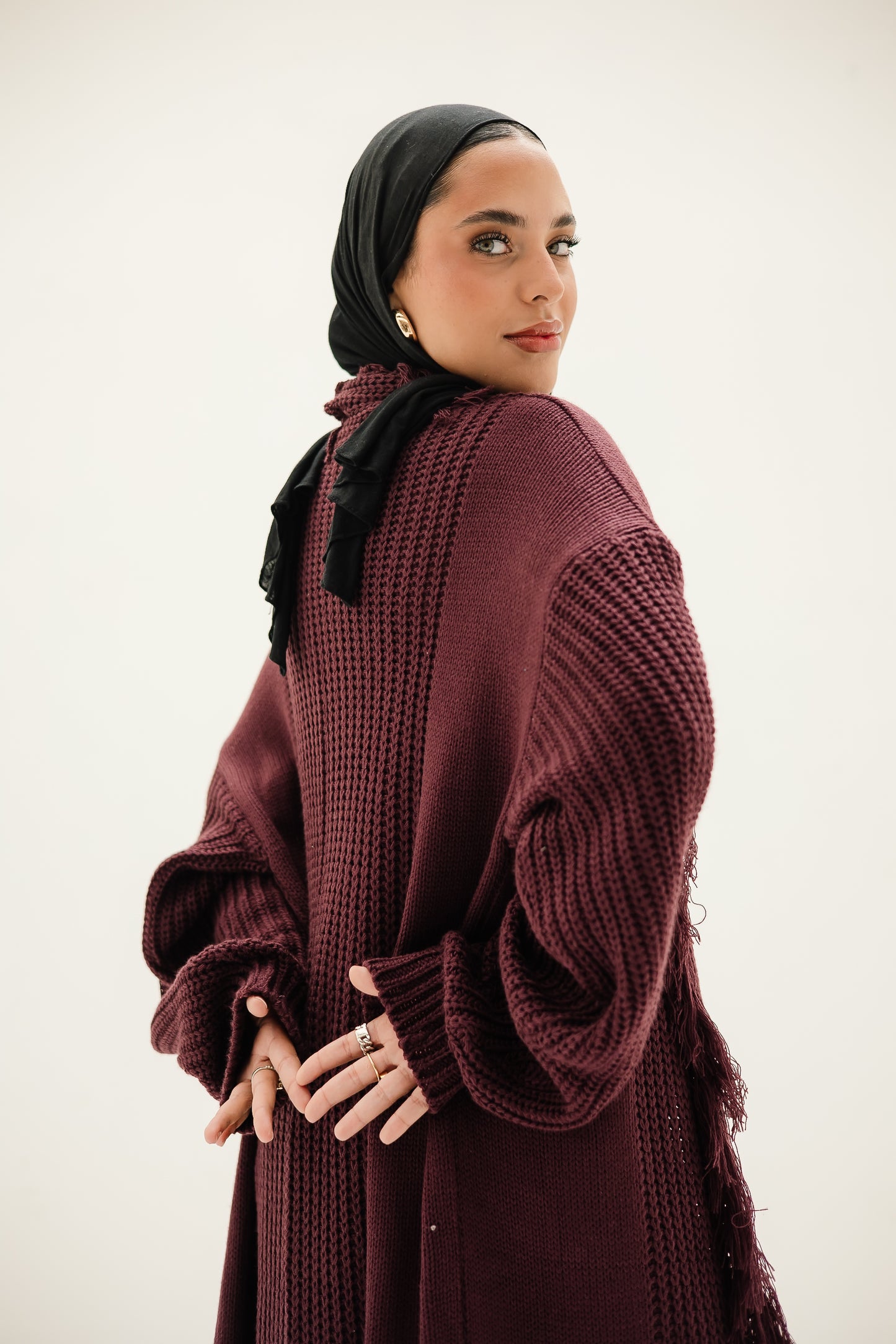 Free Spirit Fringe Cardigan in Burgundy  ( Pre order )