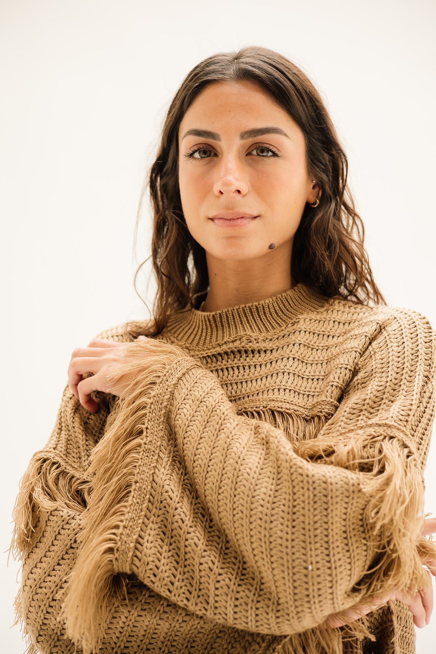 Layered Fringe Knit in Mocha
