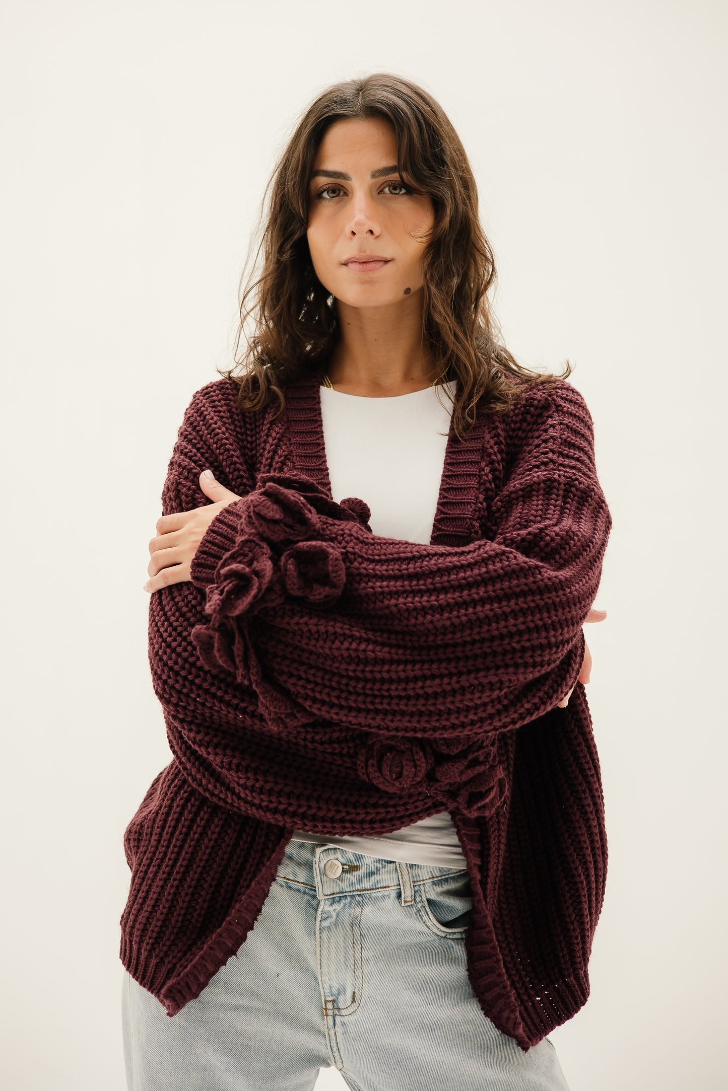 Floral Cardigan in Burgundy    (   pre order  )