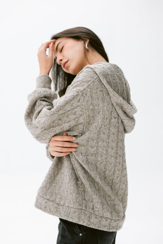 two way zipper pullover in greige