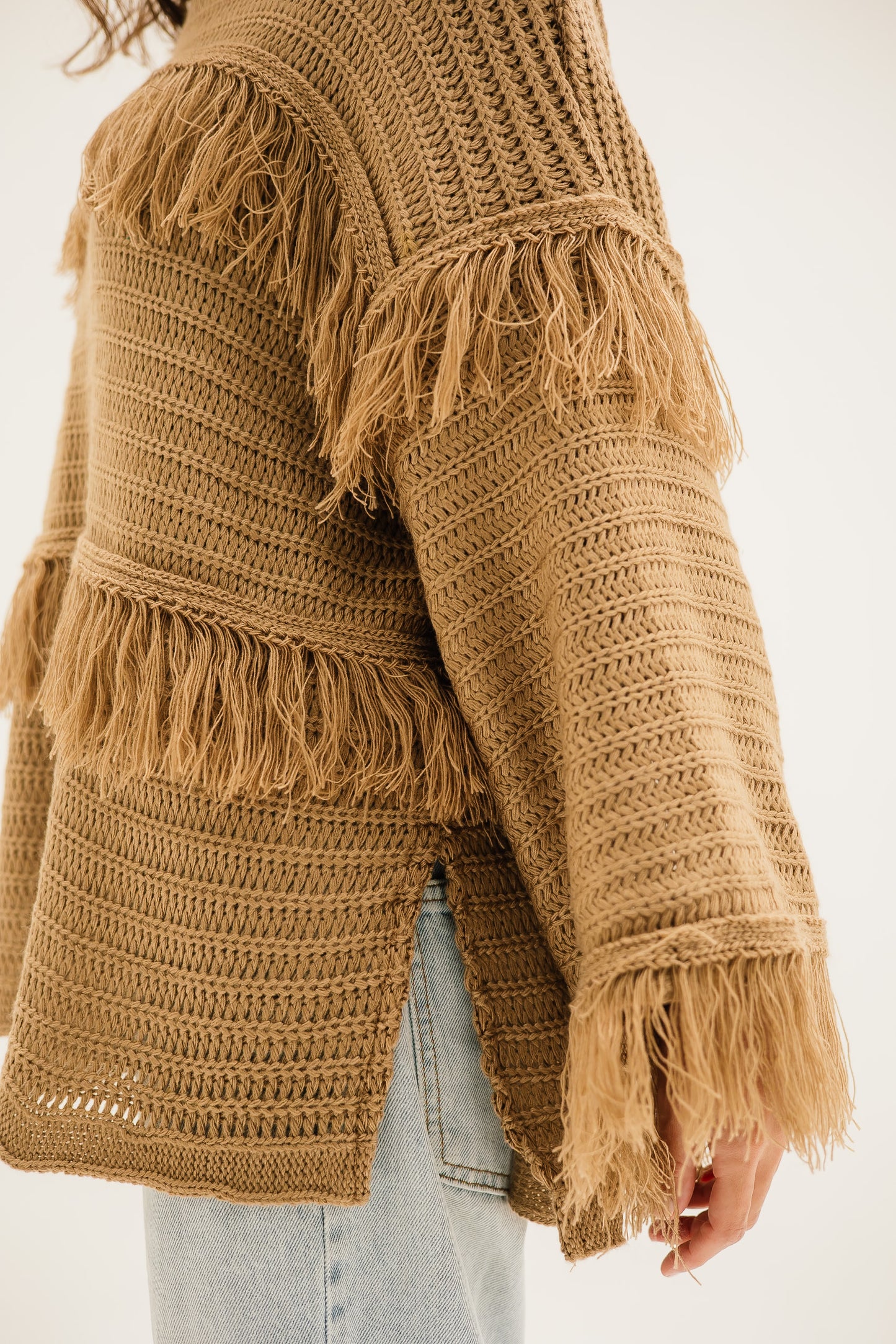 Layered Fringe Knit in Mocha