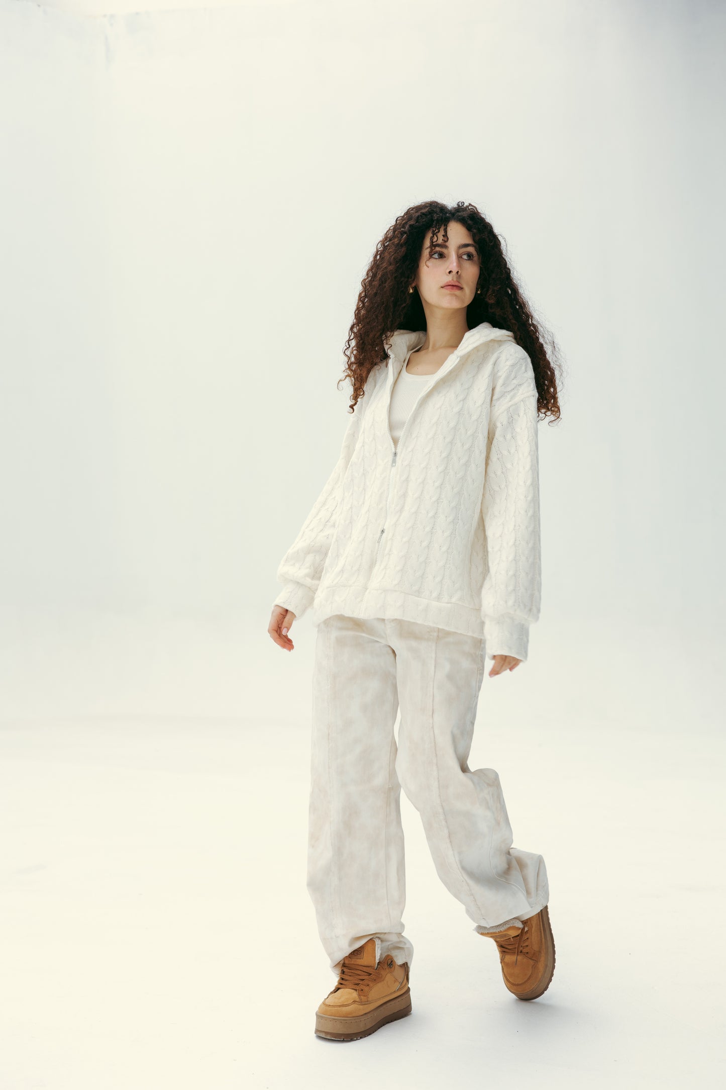 two way zipper pullover in offwhite