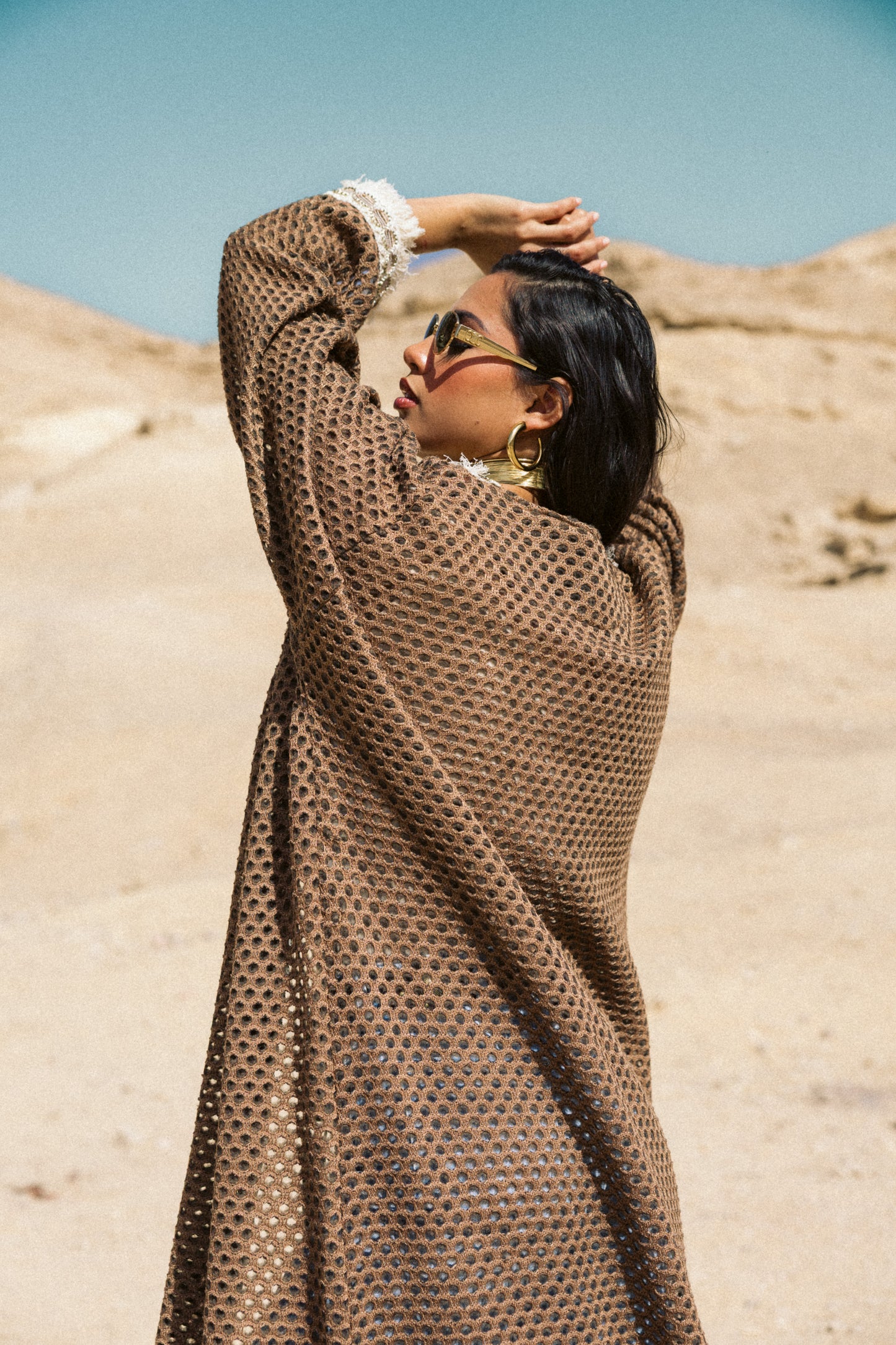 Honey Comb Kaftan in Cafe